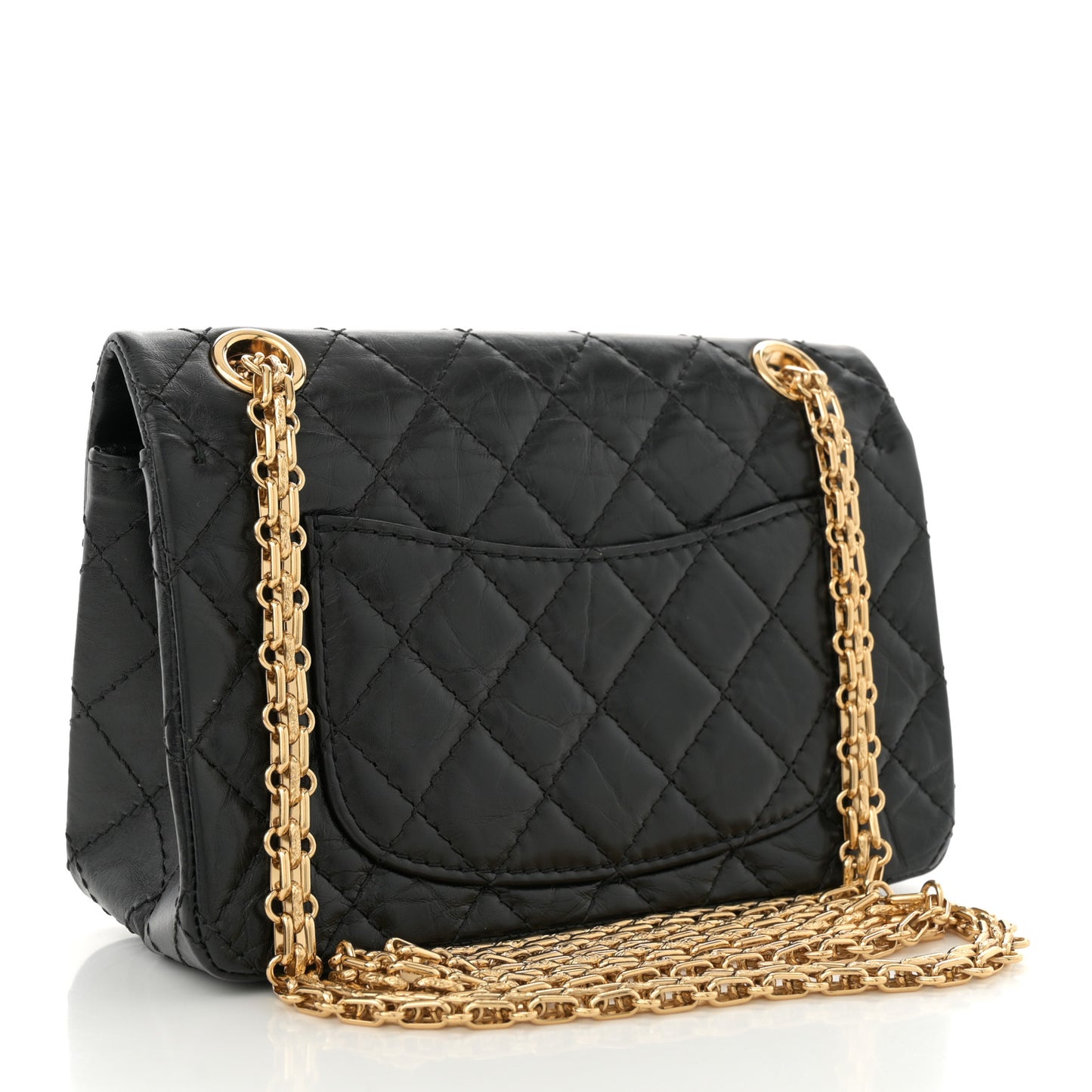 Aged Calfskin Quilted 2.55 Reissue Mini Flap Black