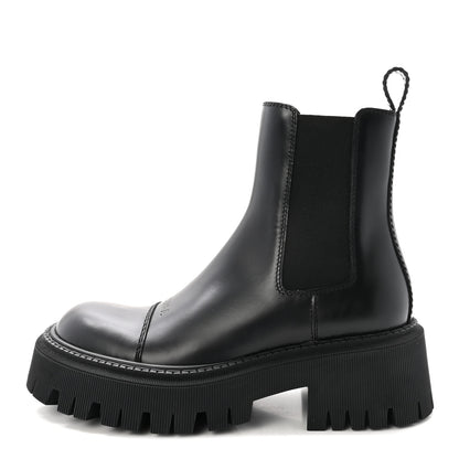 Balenciaga Jive Smooth Calfskin Logo Embossed Womens Tractor 20mm Chelsea Boots 35 Black 1 of 10