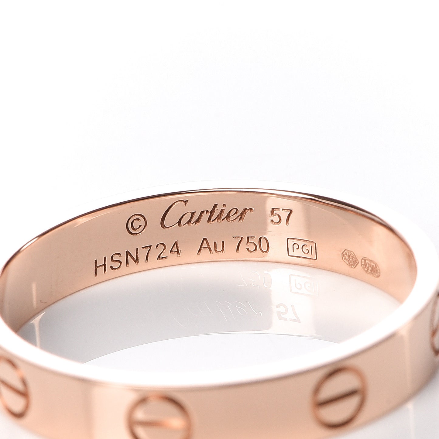 18K Pink Gold 3.5mm LOVE Wedding Band Ring 57 8