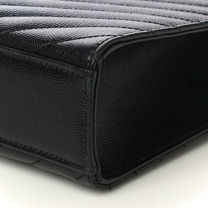 Saint Laurent Grain De Poudre Matelasse Chevron Large Monogram Satchel Black 10 of 11