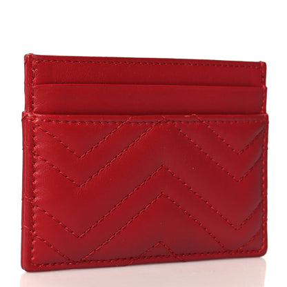 Gucci Calfskin Matelasse GG Marmont Card Holder Hibiscus Red 3 of 6
