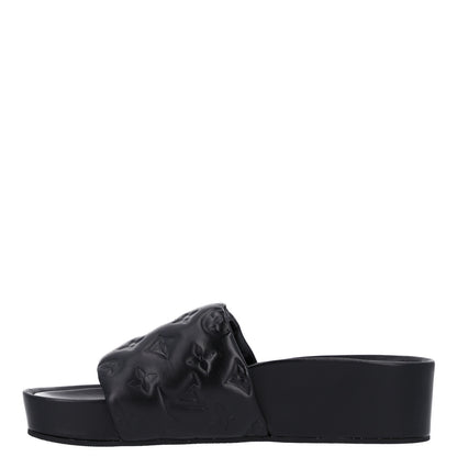 Louis Vuitton Lambskin Embossed Monogram Jumbo Flatform Mule Sandals 40 Black 1 of 10