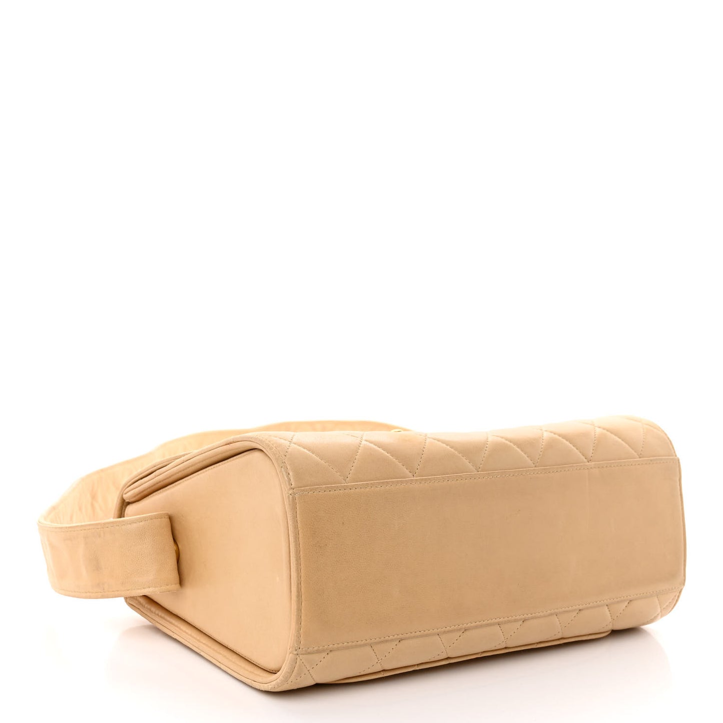 Lambskin Quilted Flap Shoulder Bag Beige