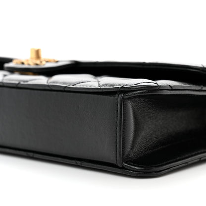 Chanel Shiny Lambskin Quilted Flap Clutch Bag Black 9 of 10