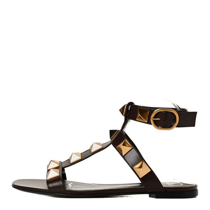 Valentino Garavani Calfskin Roman Stud Ankle Strap Flat Sandals 40.5 Fondant 1 of 12
