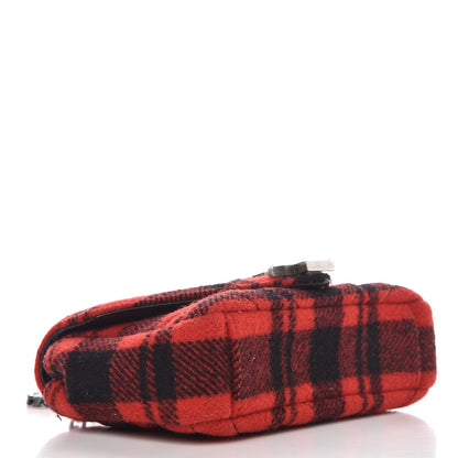 Saint Laurent Wool Matelasse Chevron Classic Monogram Baby Chain Bag Red Black 4 of 8