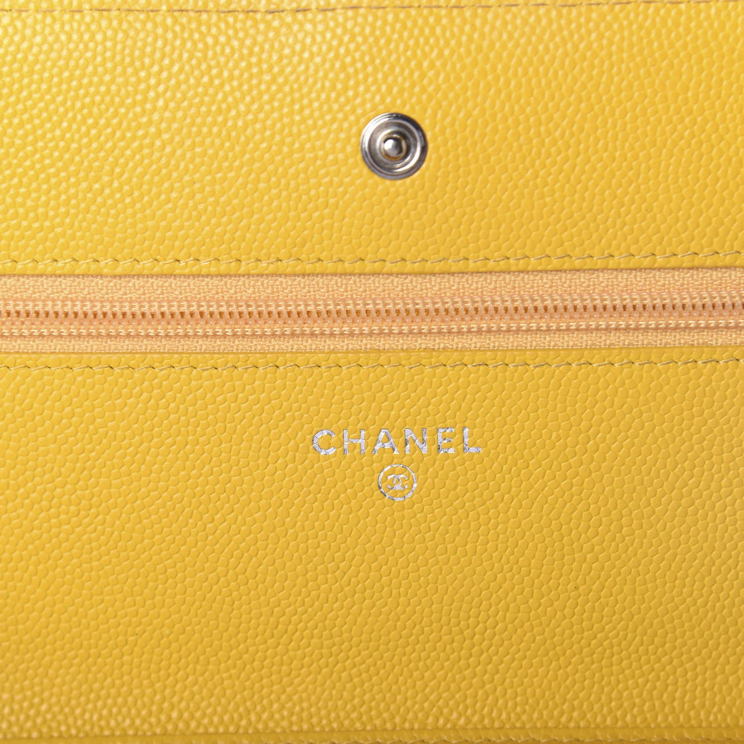 Chanel Caviar Chevron Quilted Wallet On Chain WOC Yellow 6 of 11