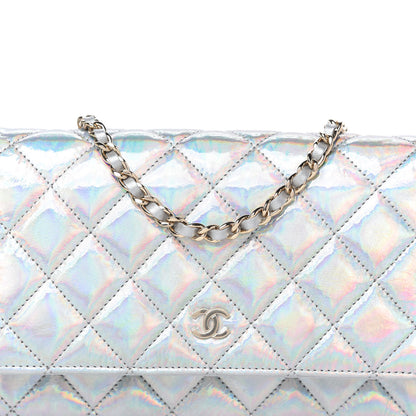 Chanel Iridescent Goatskin Quilted Wallet On Chain WOC Silver 10 of 11