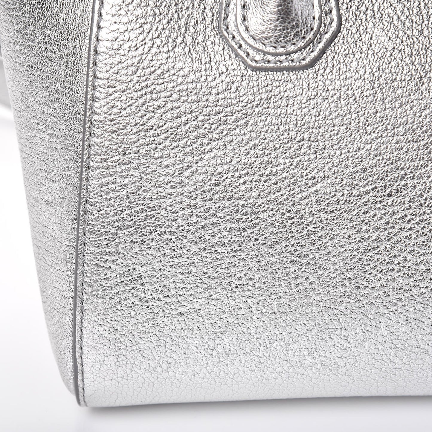 Metallic Sugar Goatskin Mini Antigona Silver