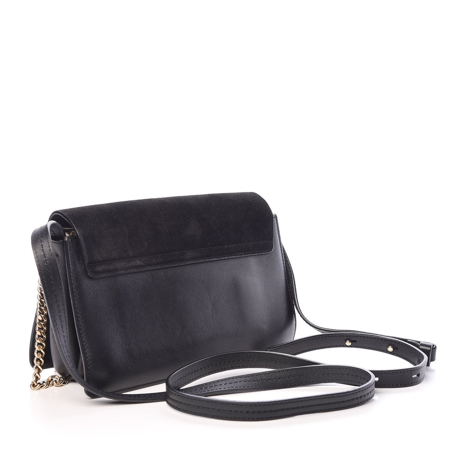Suede Calfskin Small Faye Shoulder Bag Black