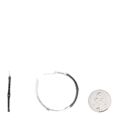 John Hardy Sterling Silver Black Sapphire Large Bamboo Hoop Earrings 2 of 5
