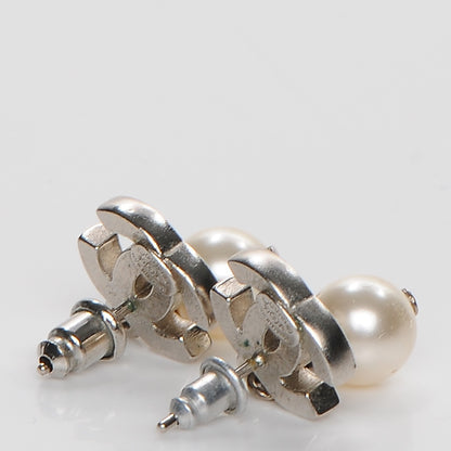 Chanel Pearl CC Drop Earrings Silver 5 of 6