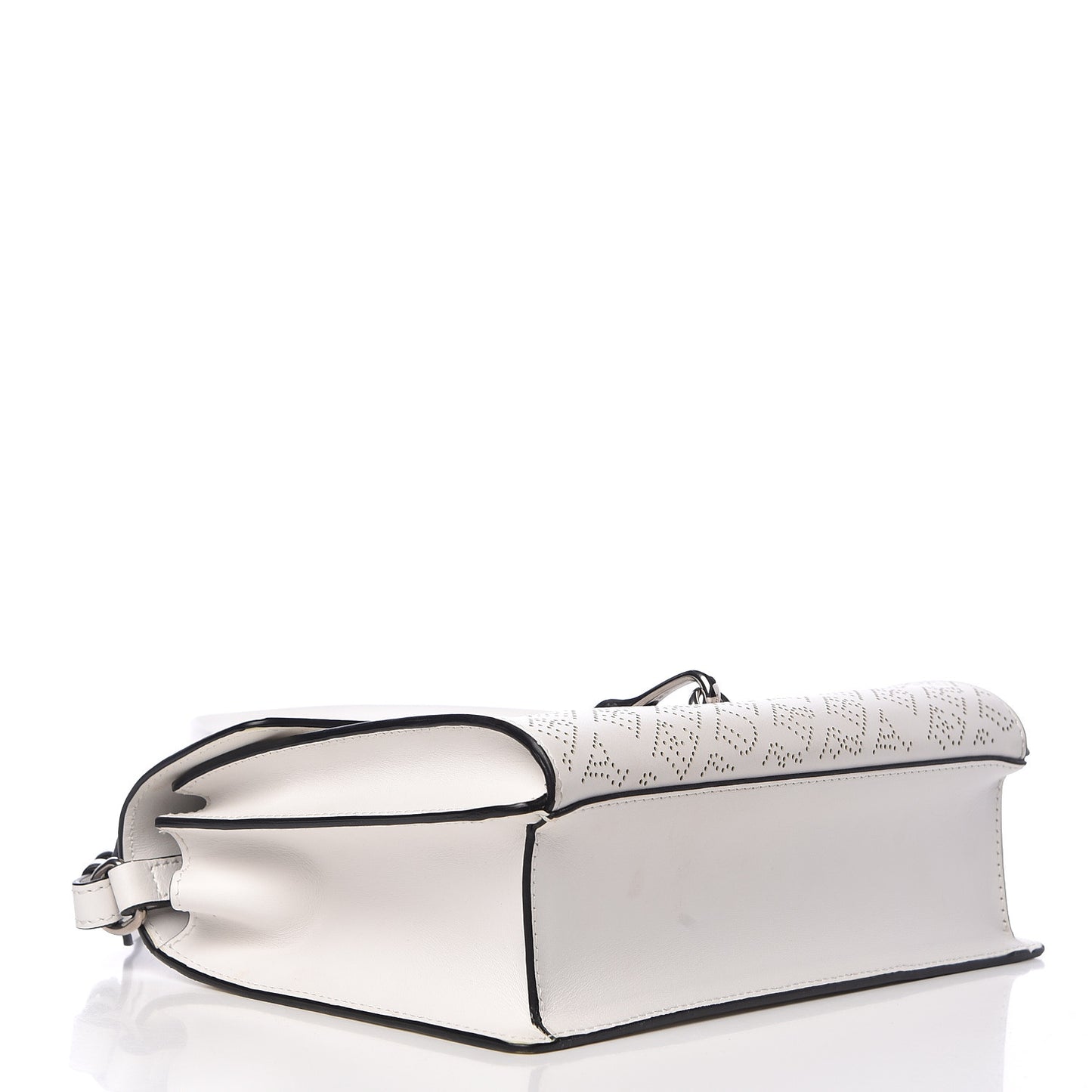 Calfskin Perforated Small Macken Crossbody Bag White
