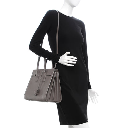 Saint Laurent Grained Calfskin Small Sac De Jour Fog 2 of 9