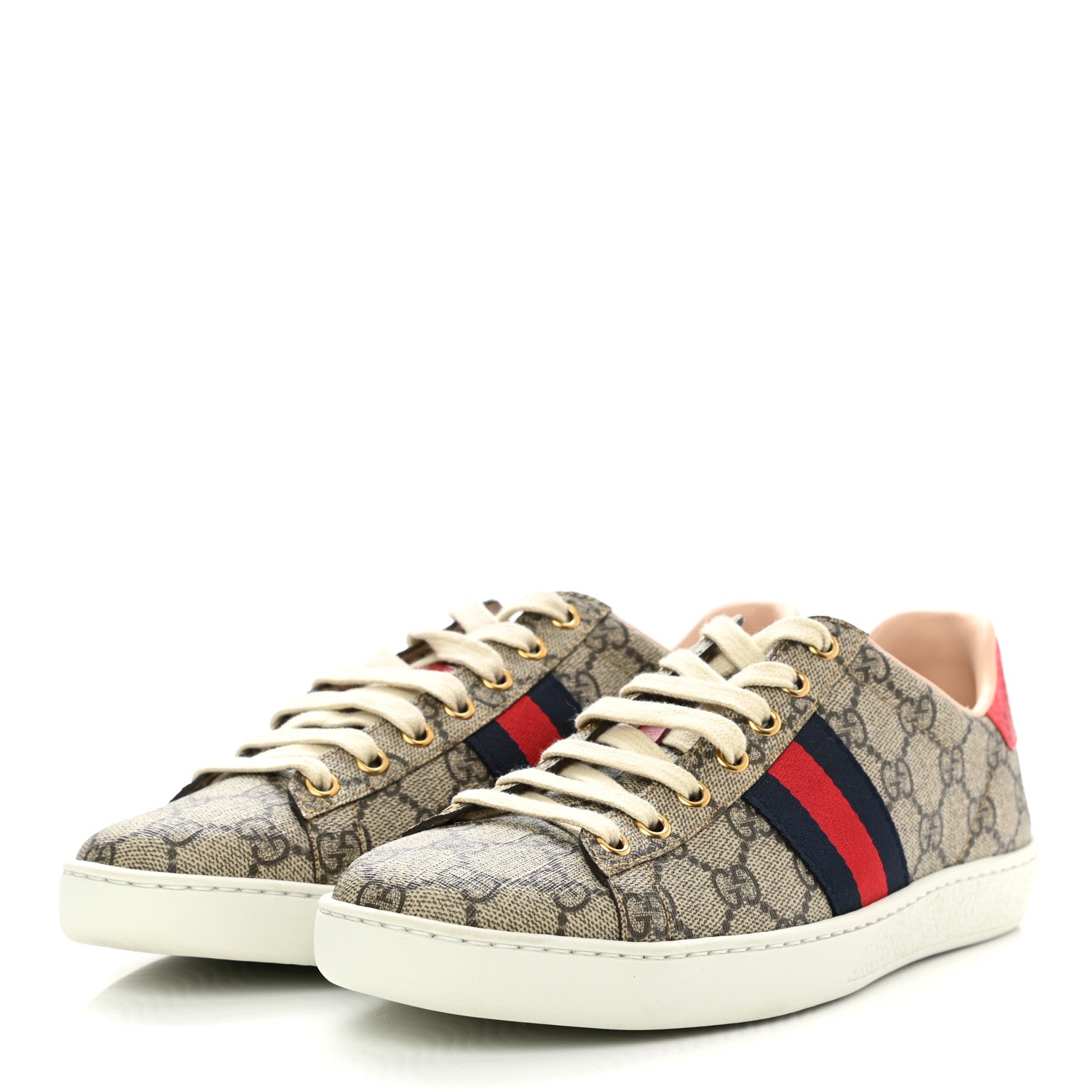 Gucci GG Supreme Monogram Womens Ace Low-Top Sneaker 38.5 Beige 3 of 9