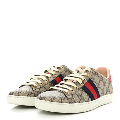 Gucci GG Supreme Monogram Womens Ace Low-Top Sneaker 38.5 Beige 3 of 9
