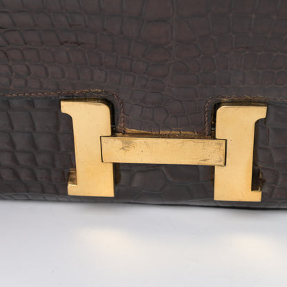 Hermes Shiny Porosus Crocodile Constance 23 Chocolate 14 of 15