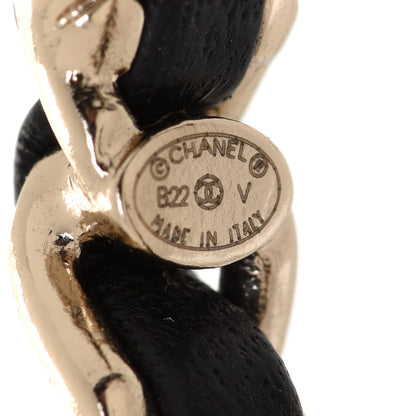 Chanel Lambskin CC Turnlock Chain Hoop Earrings Gold Black 4 of 5