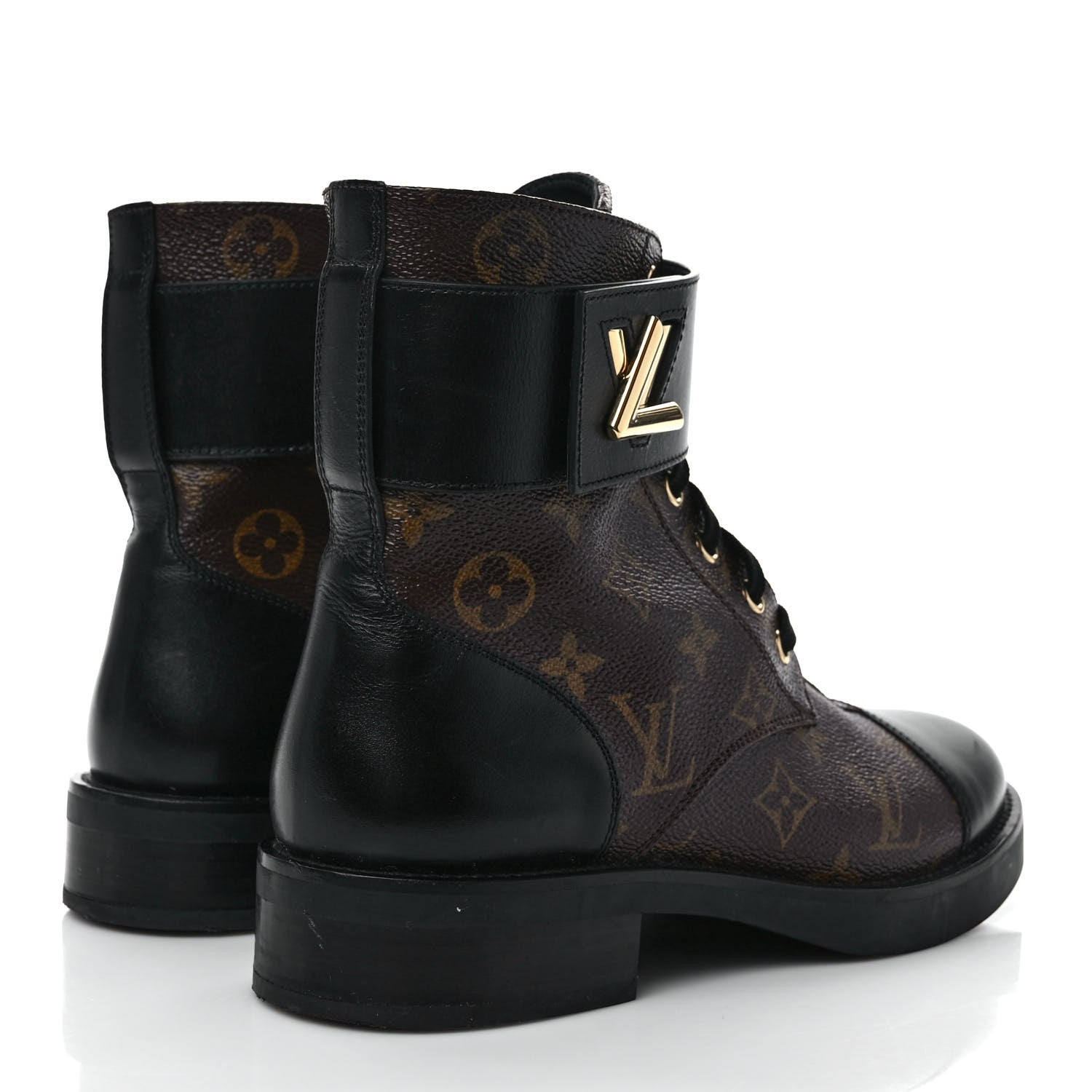 Louis Vuitton Calfskin Monogram Wonderland Flat Ranger Boots 38 Black 4 of 8