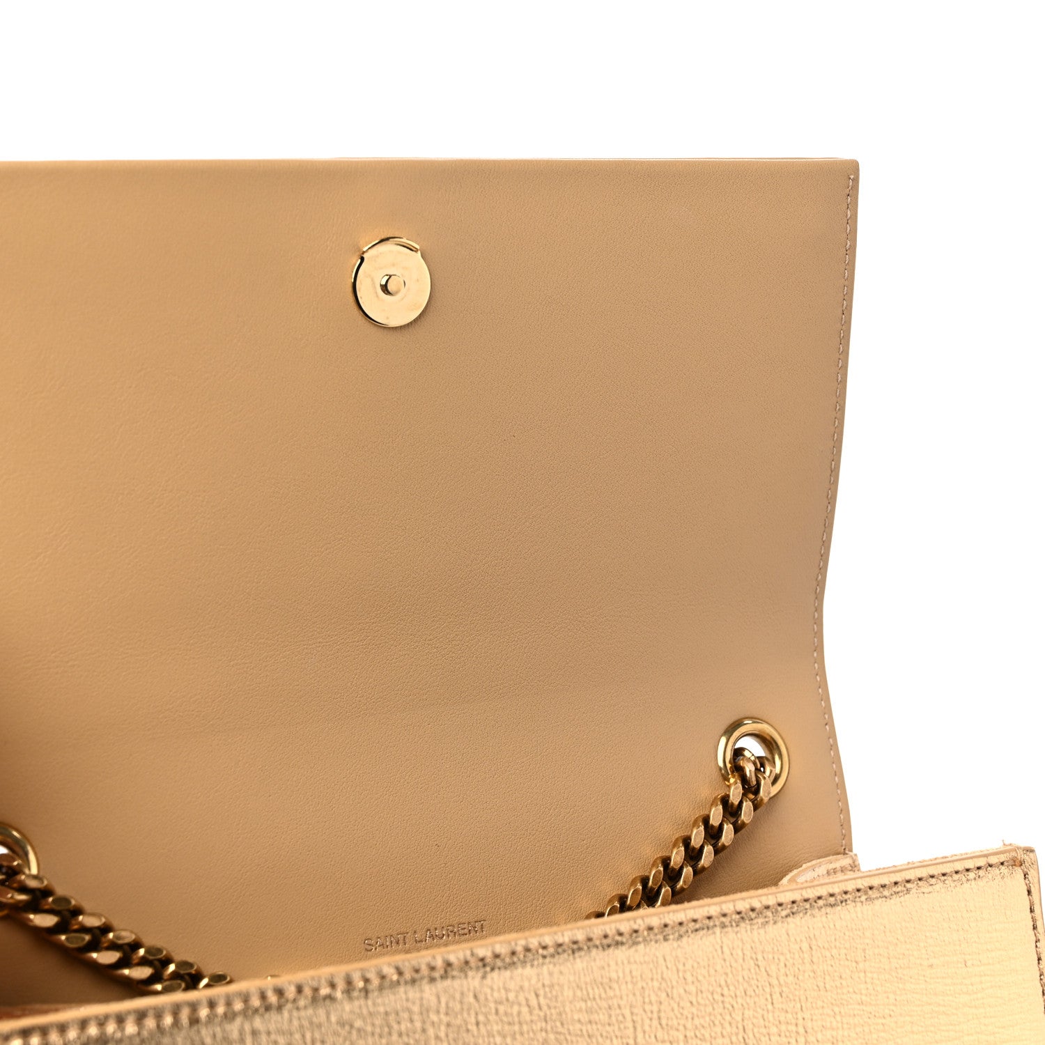 Saint Laurent Metallic Calfskin Small Classic Monogram Kate Tassel Satchel Gold 10 of 12