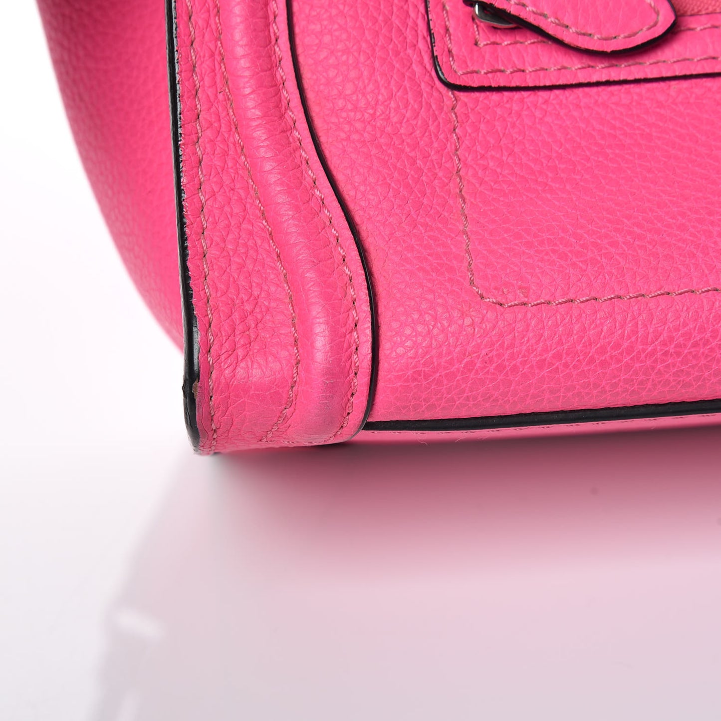 Drummed Calfskin Nano Luggage Fluo Pink