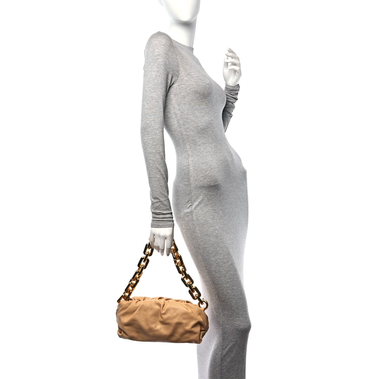 Bottega Veneta Calfskin The Pouch Chain Almond 2 of 10