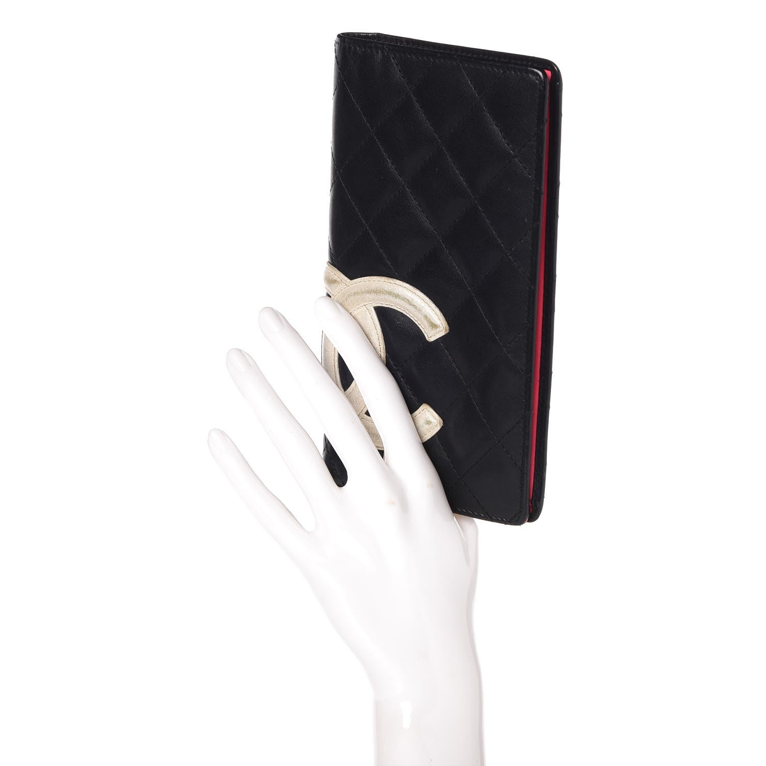 Chanel Calfskin Quilted Cambon Yen Wallet Black White 2 of 21