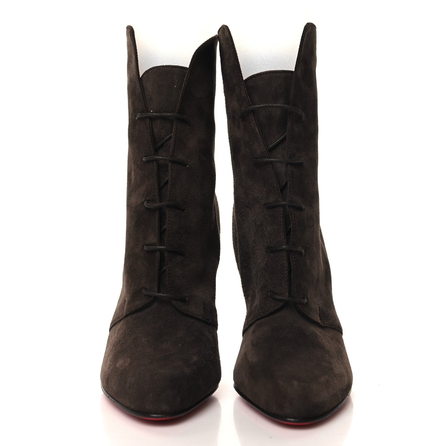 Christian Louboutin Veau Velours Lace-Up 100 Ankle Boots 36 Brown 2 of 7