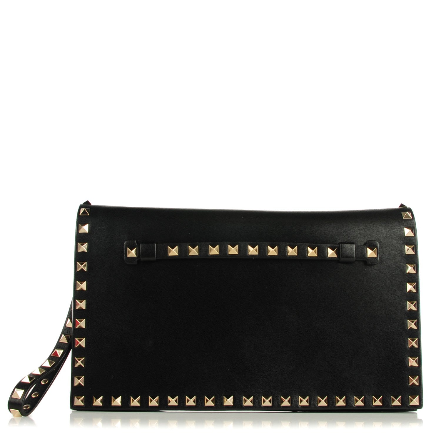 Valentino Garavani Nappa Rockstud Wristlet Clutch Black 1 of 7