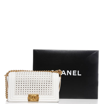 Chanel Sheepskin Braided Medium Boy Reverso Flap White 6 of 10
