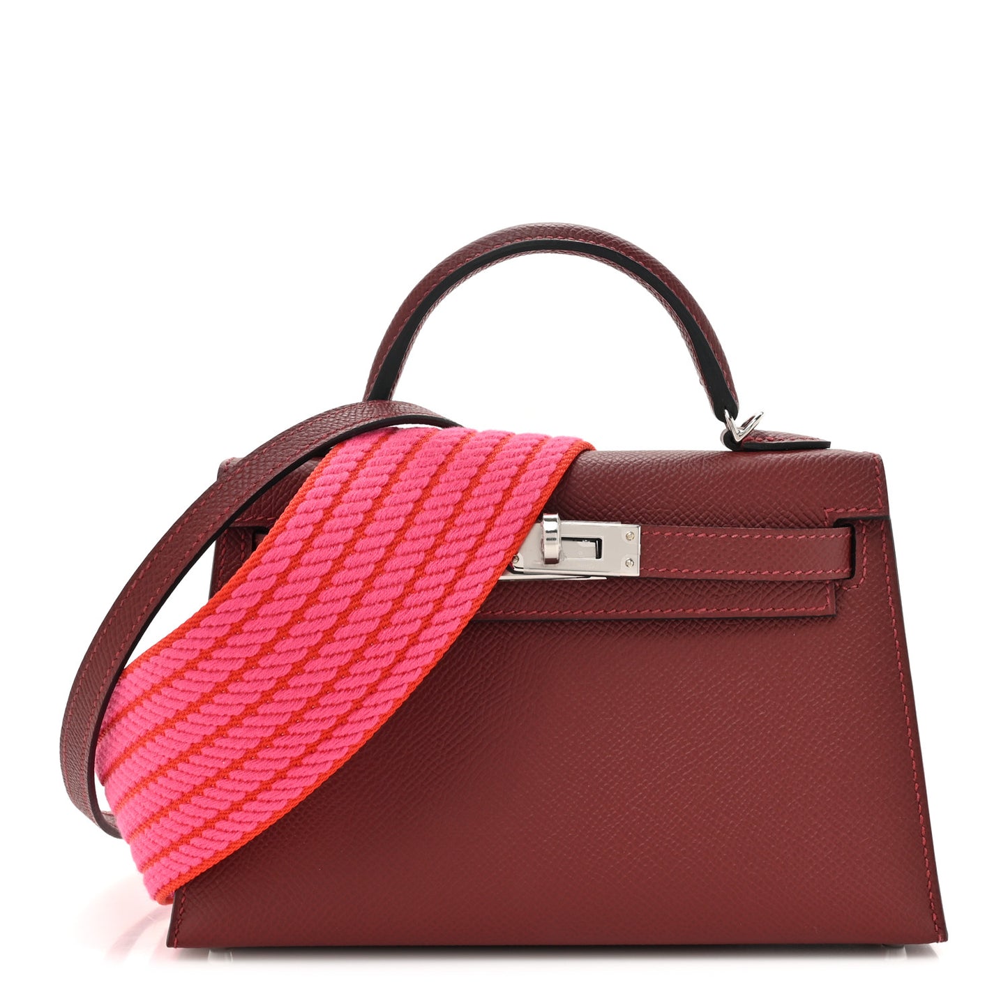 Epsom Mini Kelly Sellier 20 Sangle Cordage Rouge H Orange Field Rose Tyrien