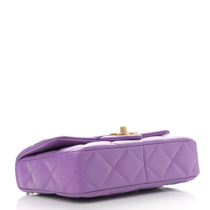 Chanel Lambskin Enamel Quilted Small Pending CC Square Flap Purple 4 of 10