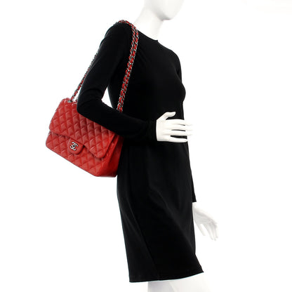 Chanel Lambskin Quilted Jumbo Double Flap Red 2 of 8