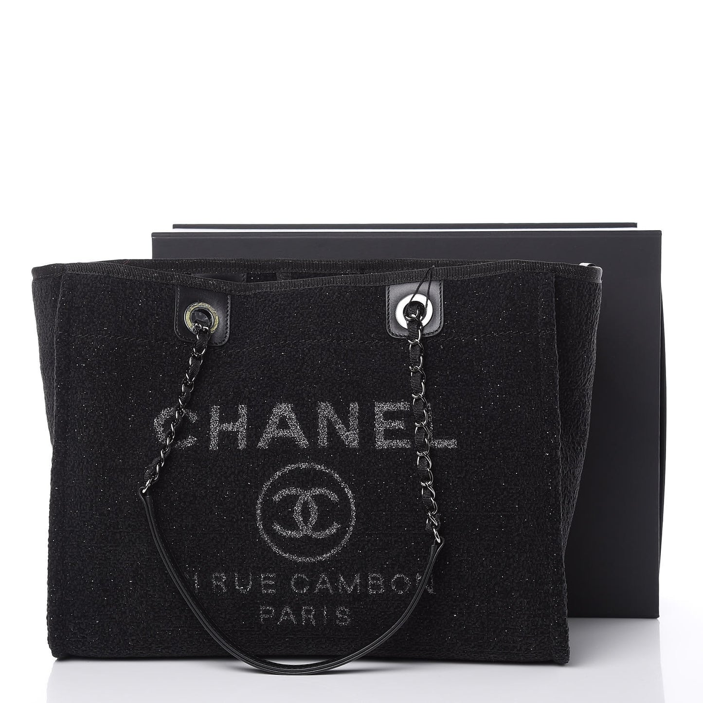 Lurex Boucle Small Deauville Tote Black