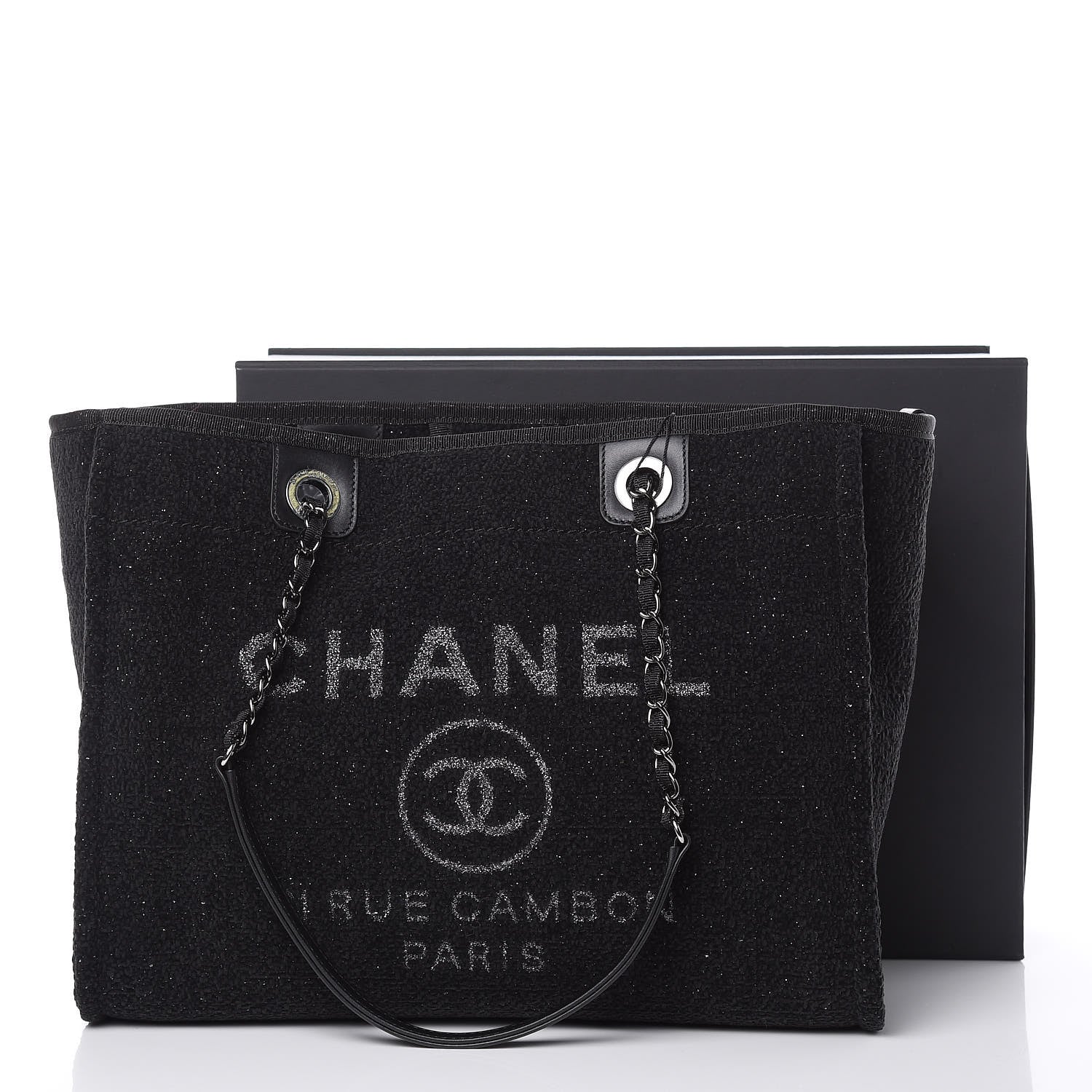 Chanel Lurex Boucle Small Deauville Tote Black 10 of 10