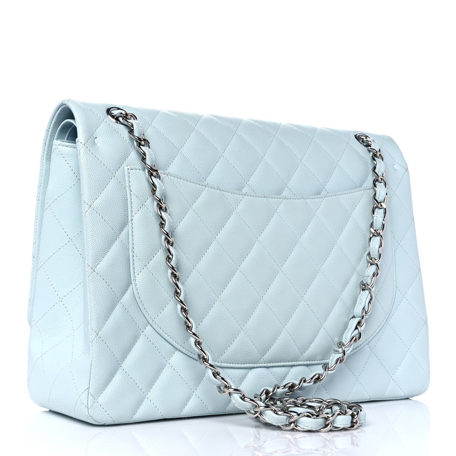 Chanel Caviar Quilted Maxi Double Flap Light Blue 2 of 8