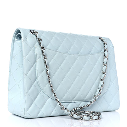 Chanel Caviar Quilted Maxi Double Flap Light Blue 2 of 8