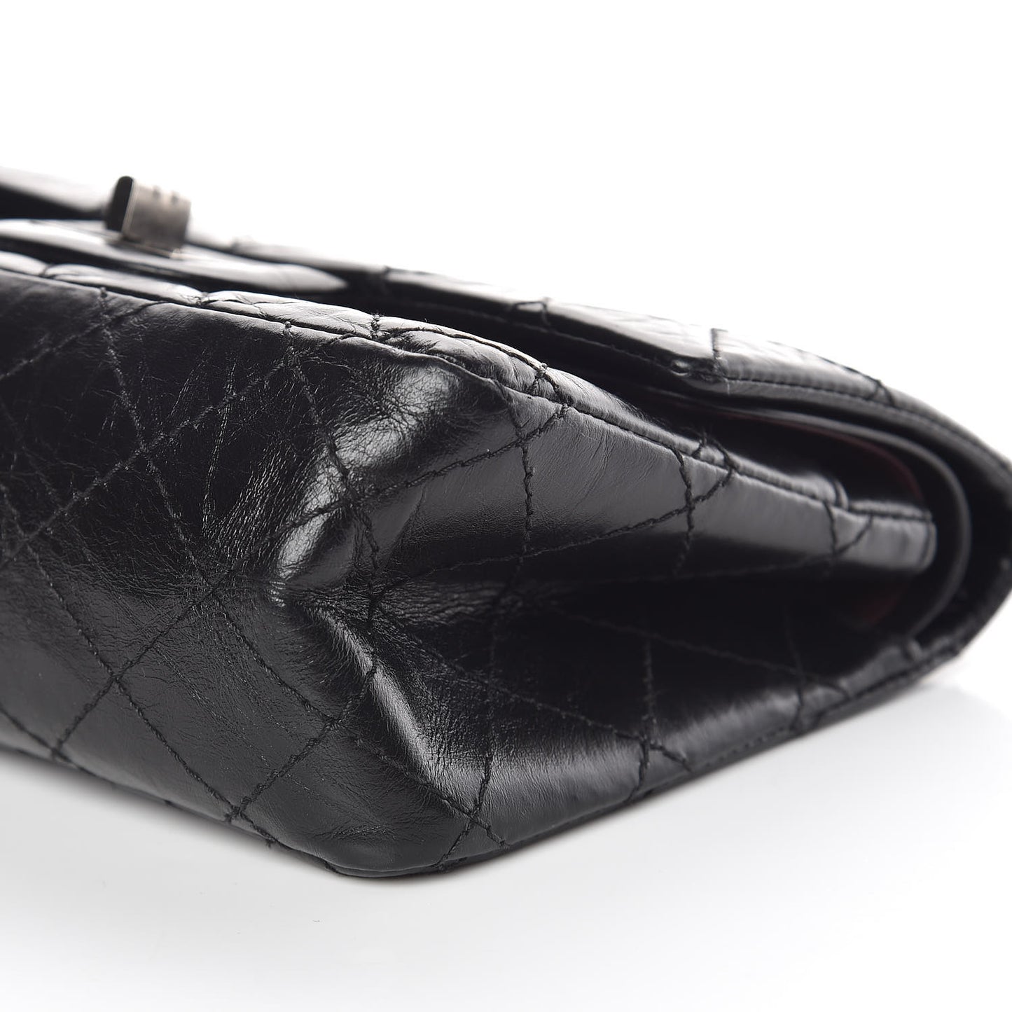 Aged Calfskin Quilted 2.55 Reissue 224 Flap Black