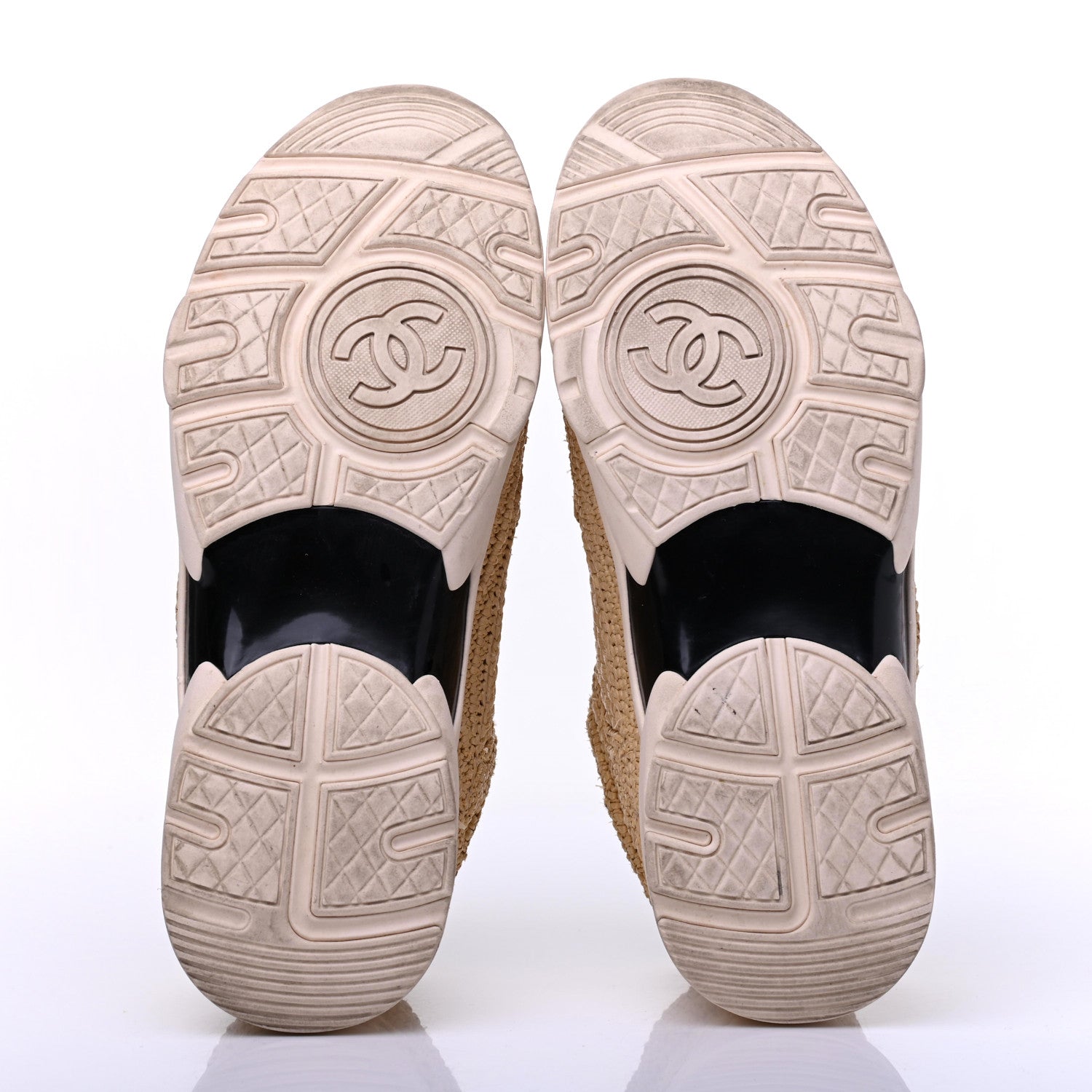 Chanel Braided Raffia Womens CC Sneakers 38.5 Beige 5 of 22