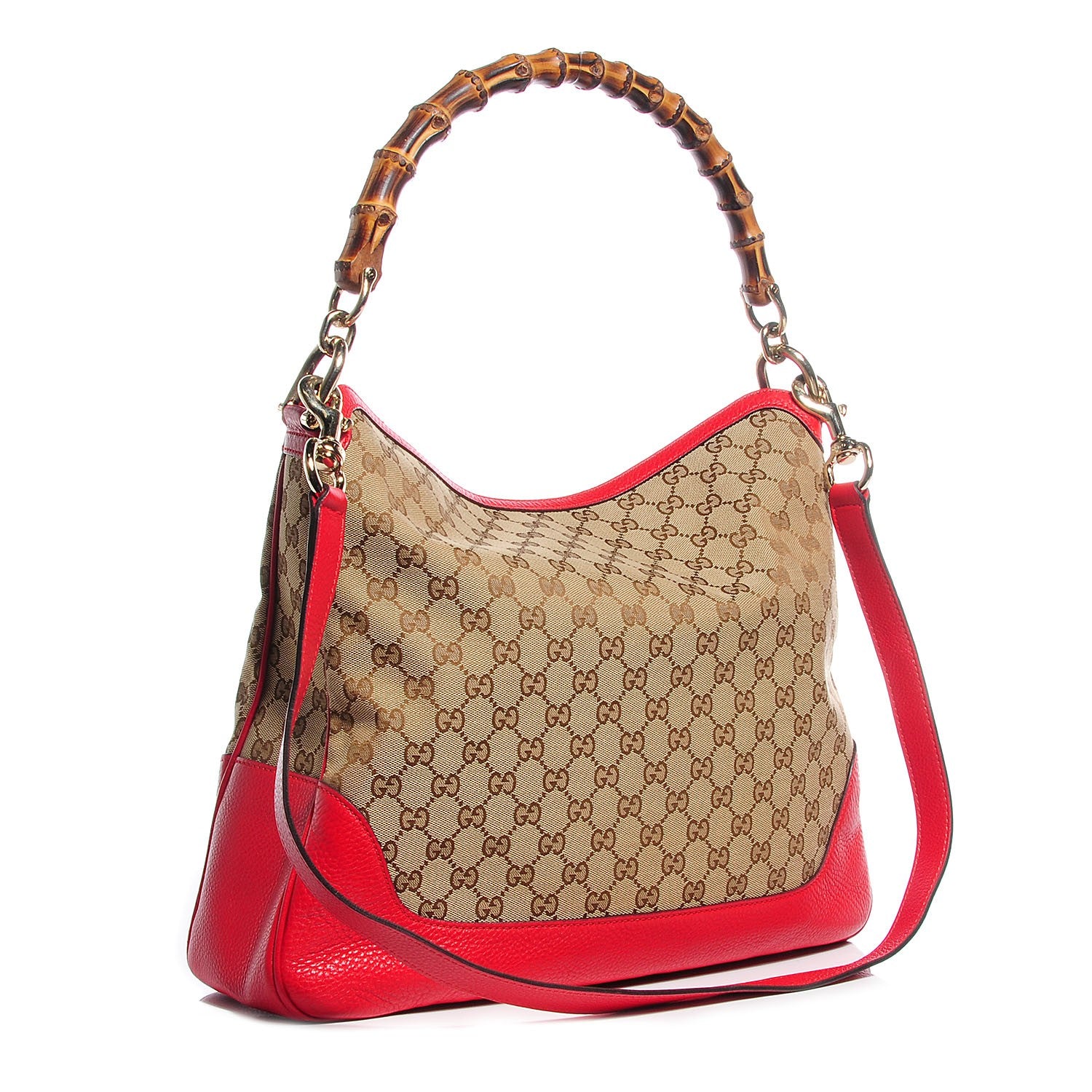 Gucci Monogram Medium Diana Bamboo Shoulder Bag Red 3 of 7