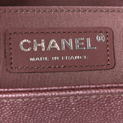 Chanel Metallic Caviar Chevron Quilted Medium Boy Flap Dark Pink 6 of 11