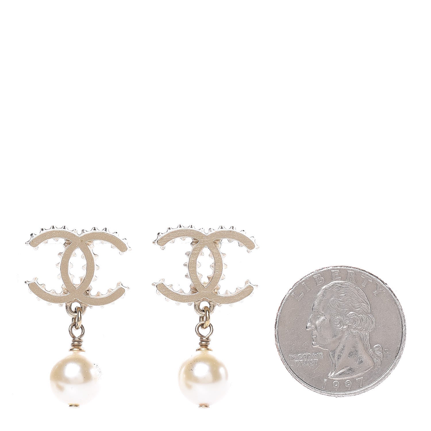 Chanel Pearl CC Drop Earrings Gold 2 of 6
