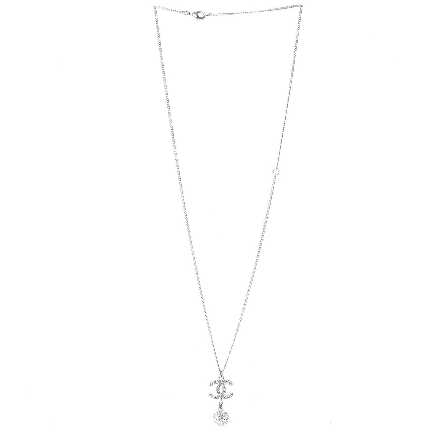 Crystal CC Ball Pendant Necklace Silver