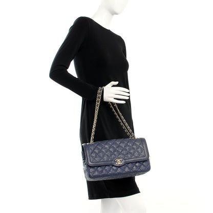 Chanel Crumpled Grained Calfskin Flap Navy Blue 2 of 13