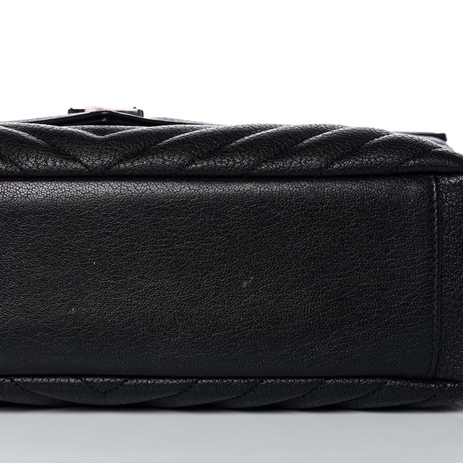 Saint Laurent Sheepskin Matelasse Chevron Monogram Large College Satchel Black 14 of 16