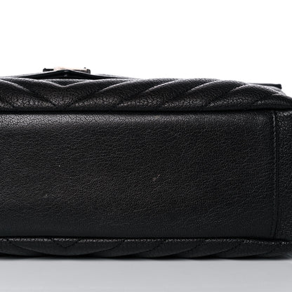 Saint Laurent Sheepskin Matelasse Chevron Monogram Large College Satchel Black 14 of 16