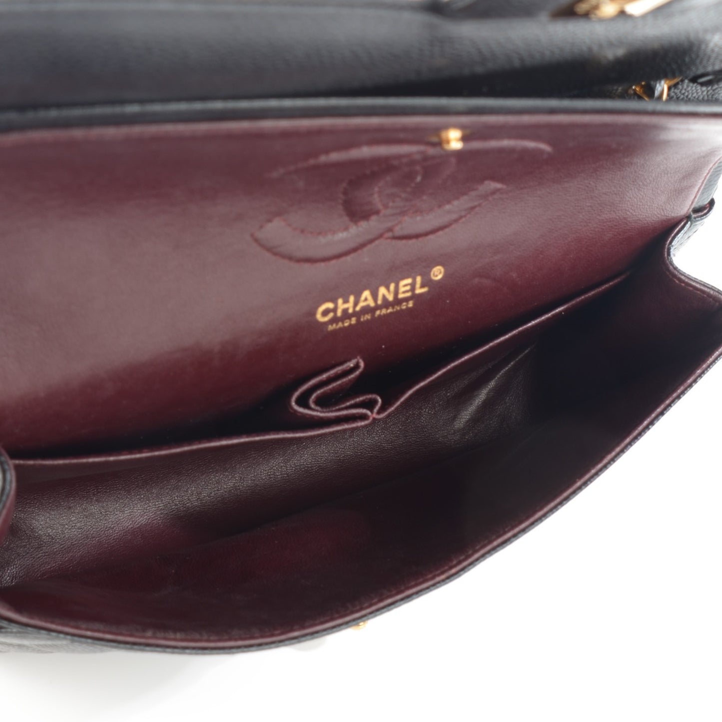 Caviar Quilted Medium Double Flap Black