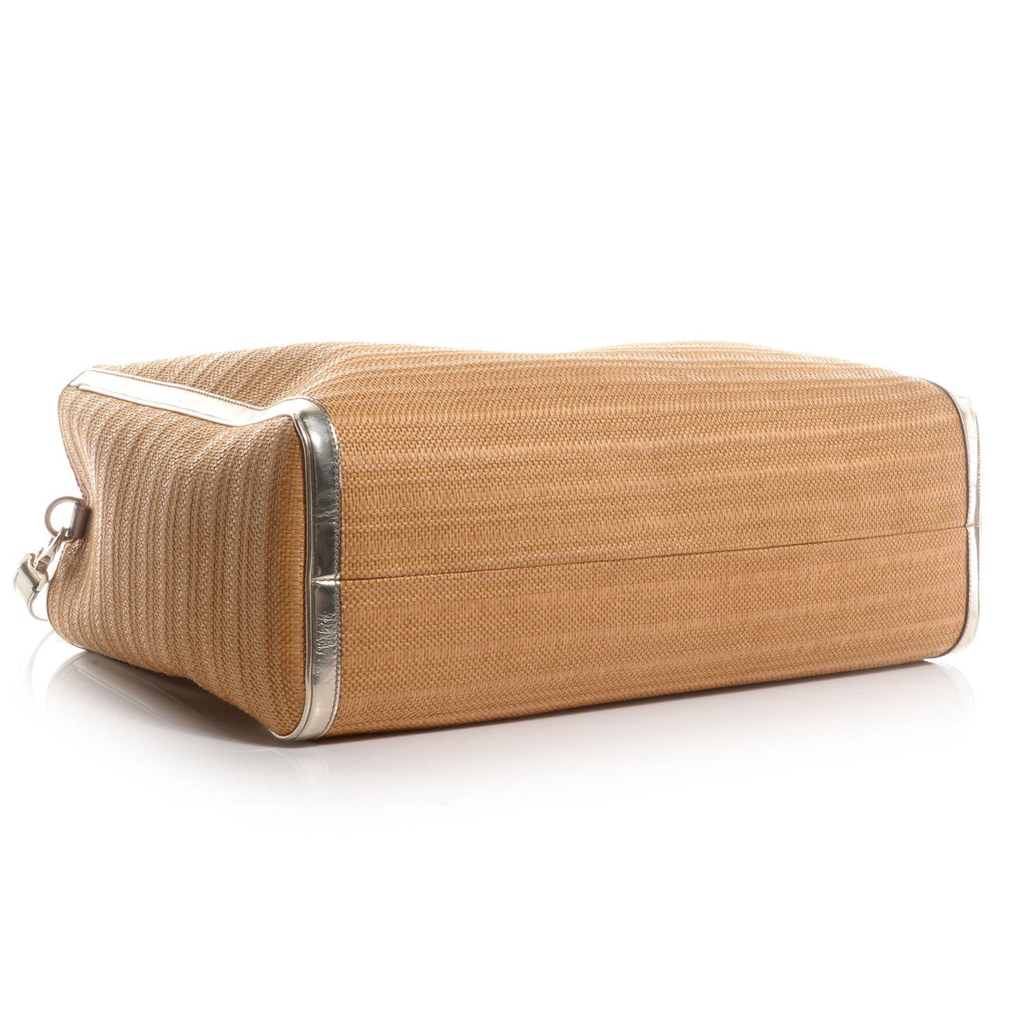 Straw Bamboo Handle Tote Silver