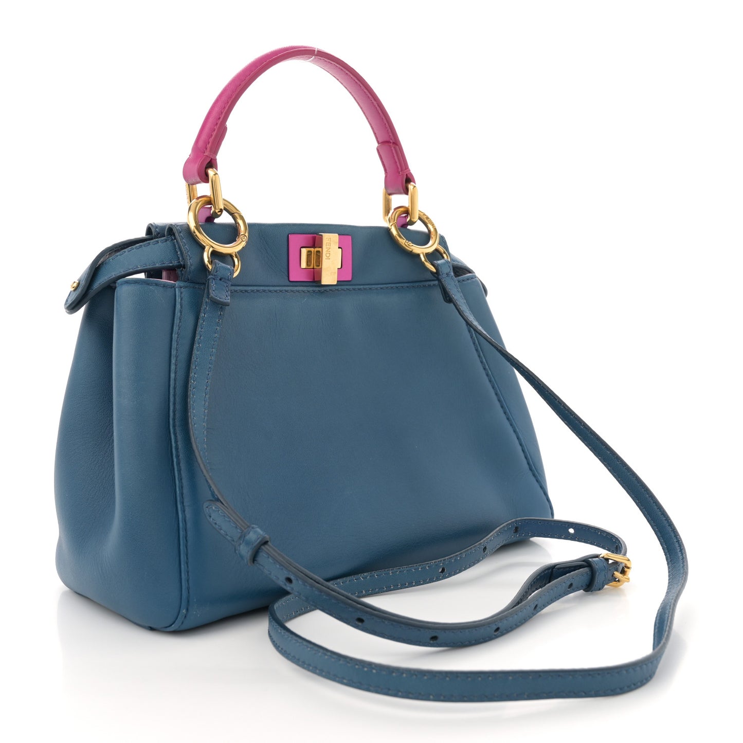 Nappa Colorblock Mini Peekaboo Iconic Satchel Iris Magenta Bubblegum