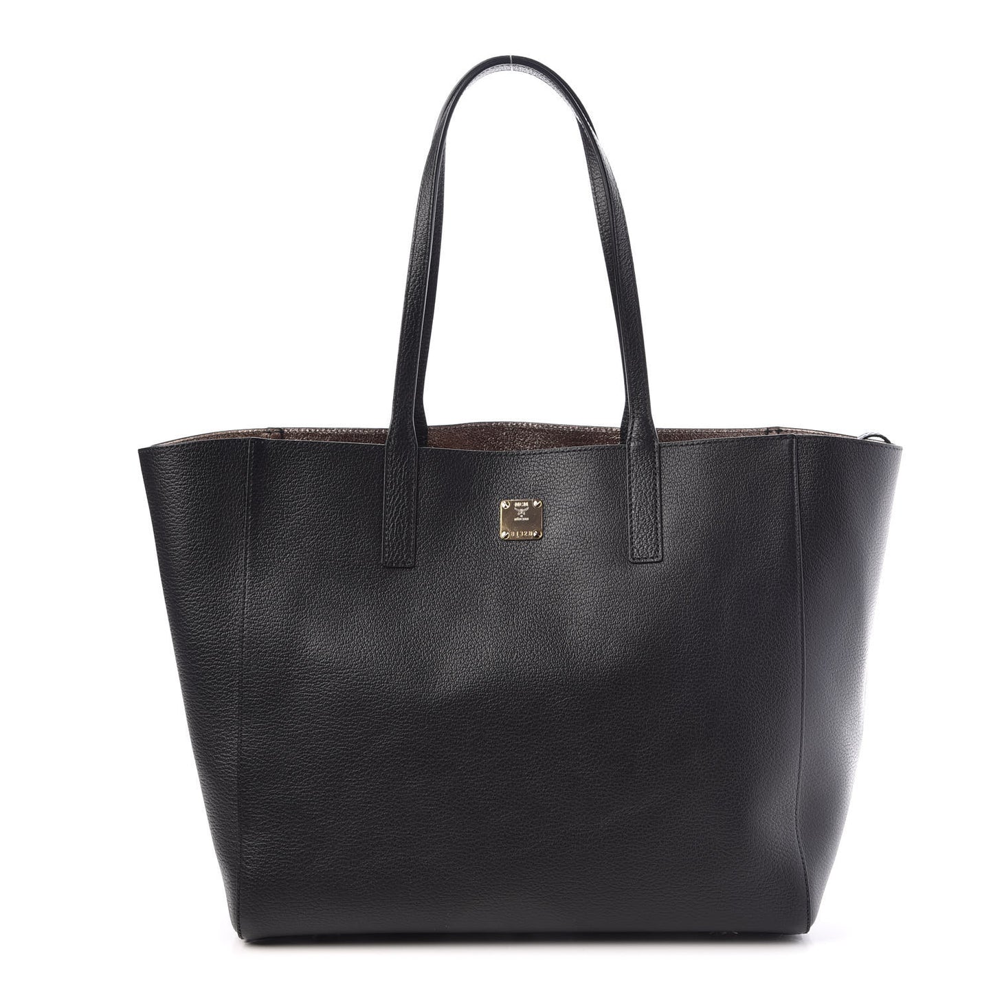 Grained Calfskin Medium Reversible Wandel Tote Black